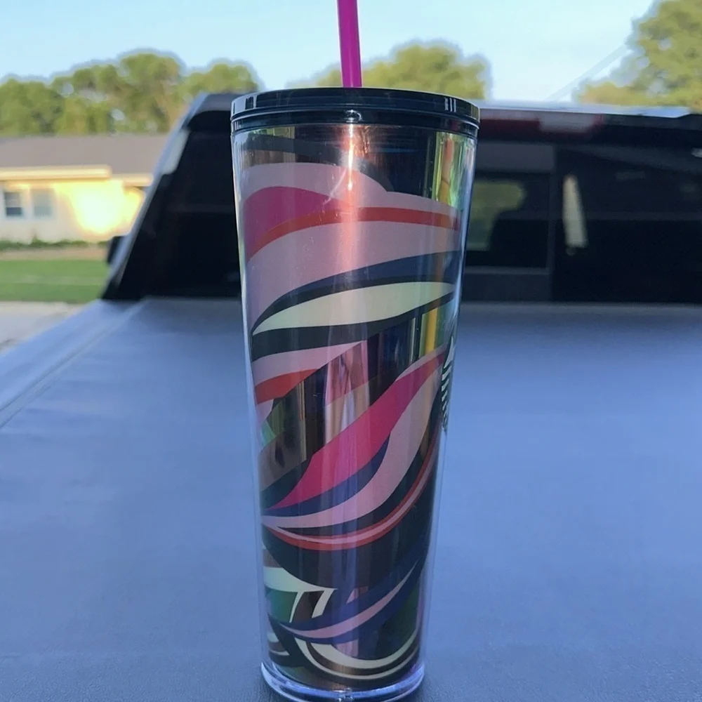 Starbucks 2021 Multi Color Swirl 24oz Cold Cup Tumbler Winter Holiday
